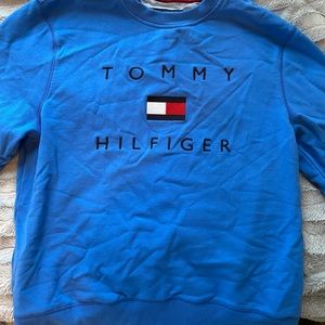Tommy Hilfiger Logo Blue Crew Neck Pullover Sweatshirt
